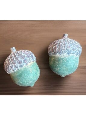 GERSON 3” Resin Acorn Figures Tabletop Decor Green/Tan/Gray SET OF 2